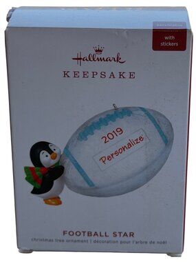 2019 Hallmark Keepsake Artist Crafted Football Star Penguin Tree Ornament (READ)